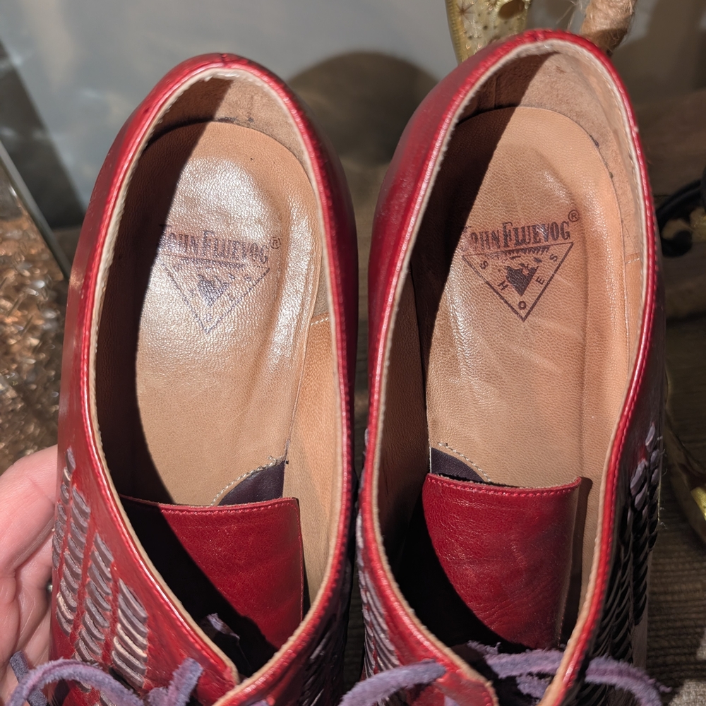 John Fleuvog Red Lace-Up Heels - Picture 4 of 16